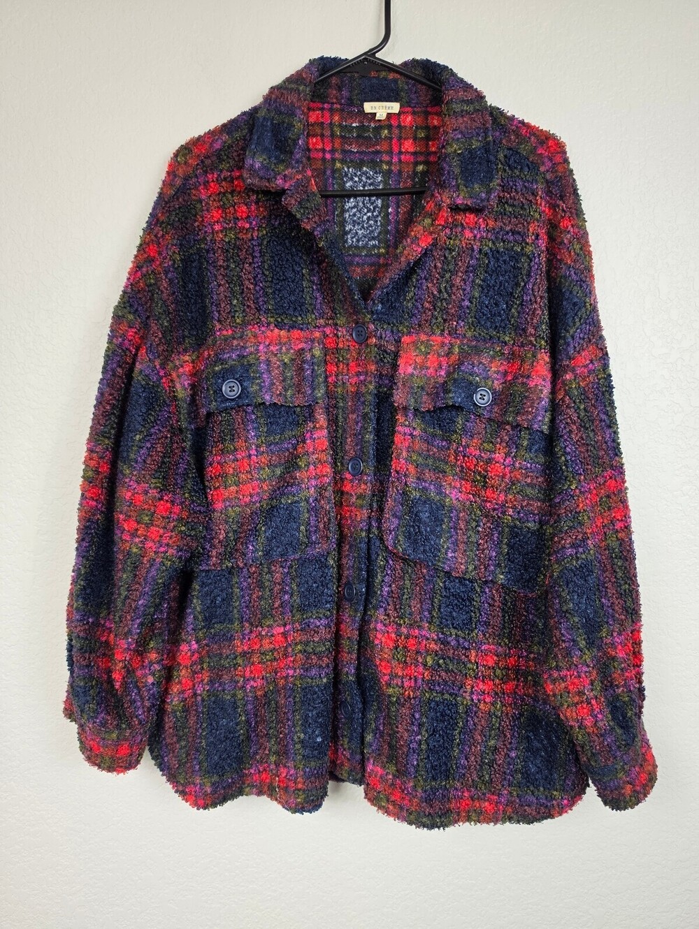 Anthropologie En Crème Plaid Button-Up Jacket Medium